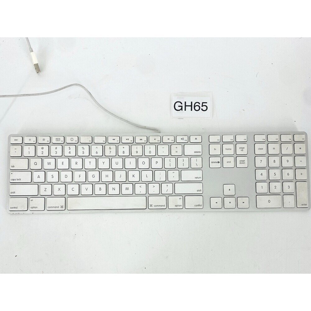 Apple Mac Genuine USB Keyboard White Silver Wired Keyboard A1243 Aluminum
